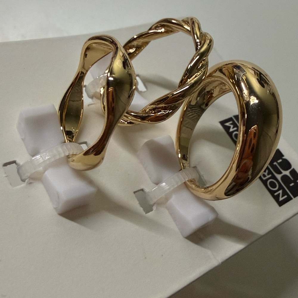 Nordstrom Gold-Tone Twisted Ring Set